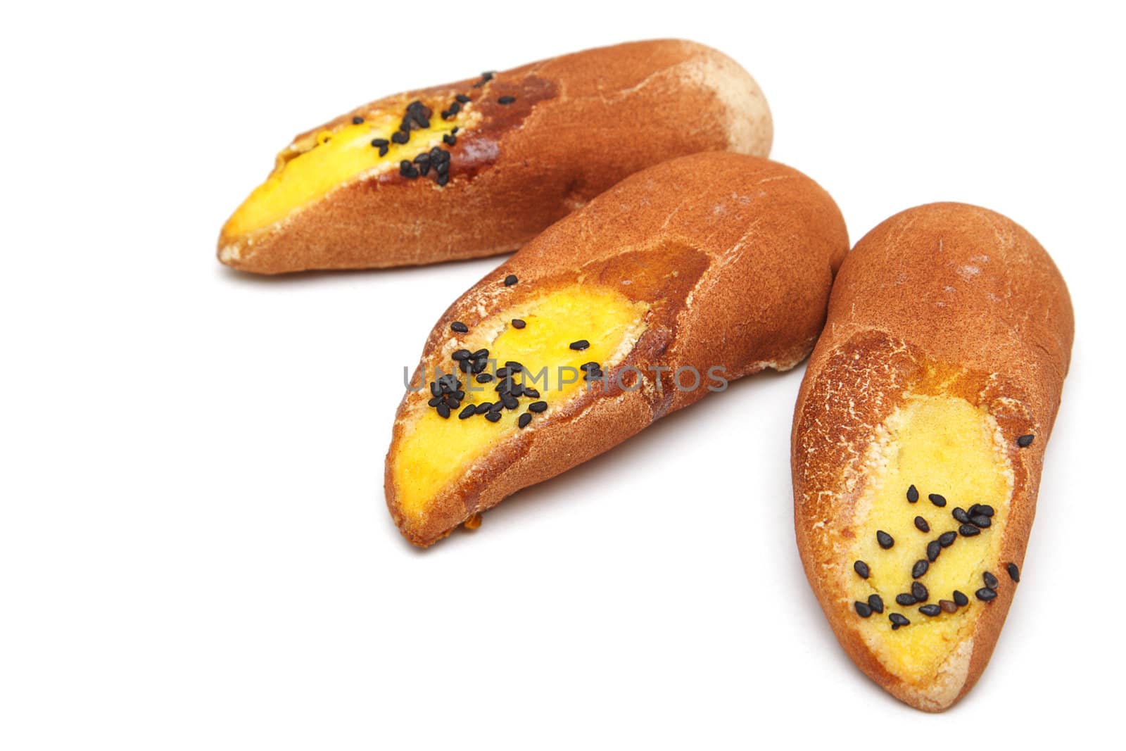 Three Japanese sweets isolated on the white background