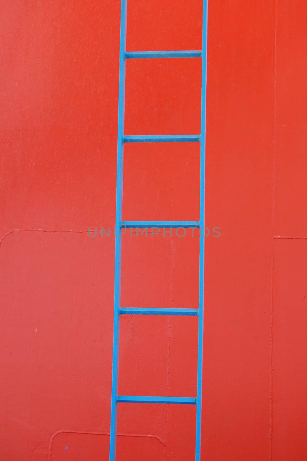 Blue metal ladder on a ferry boat. Abstract geometric background.
