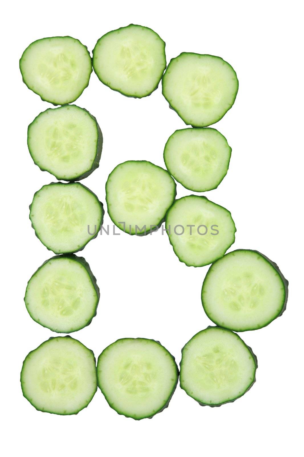 Vegetable Alphabet of chopped cucumber - letter B