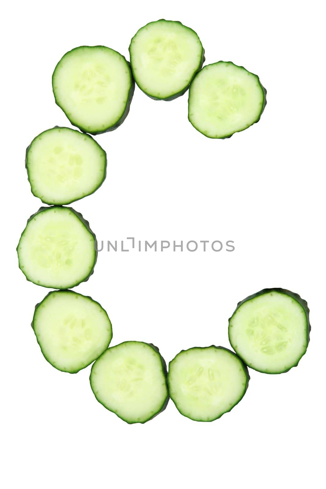 Vegetable Alphabet of chopped cucumber - letter C