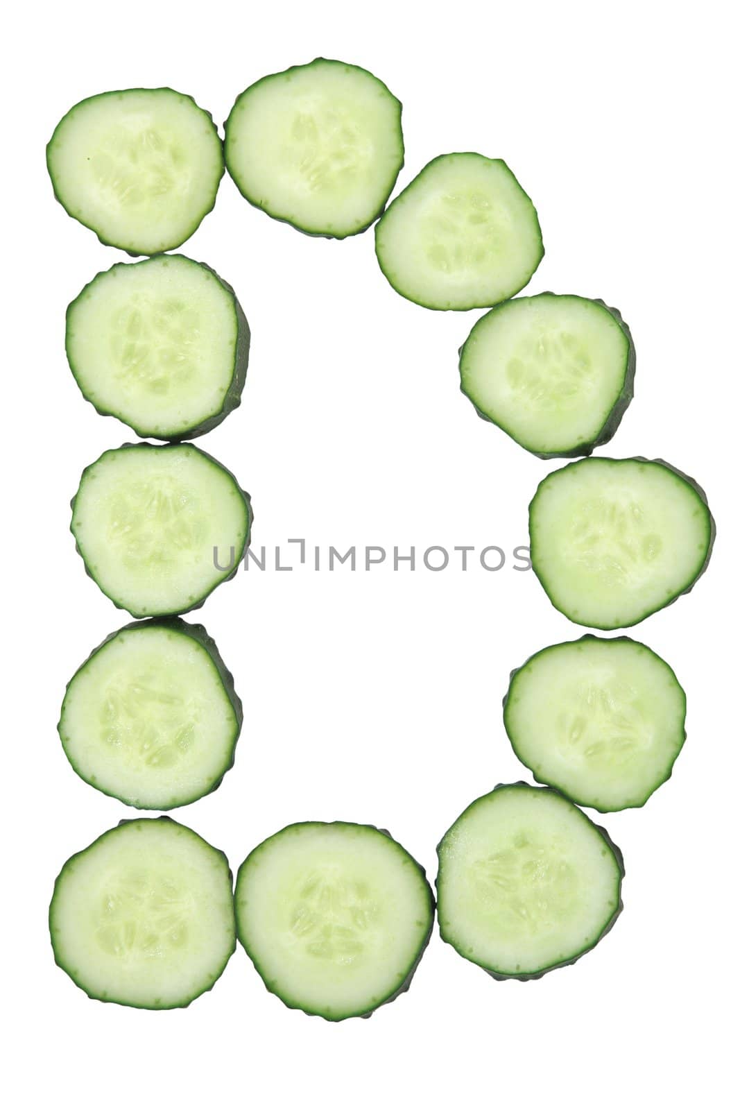 Vegetable Alphabet of chopped cucumber - letter D