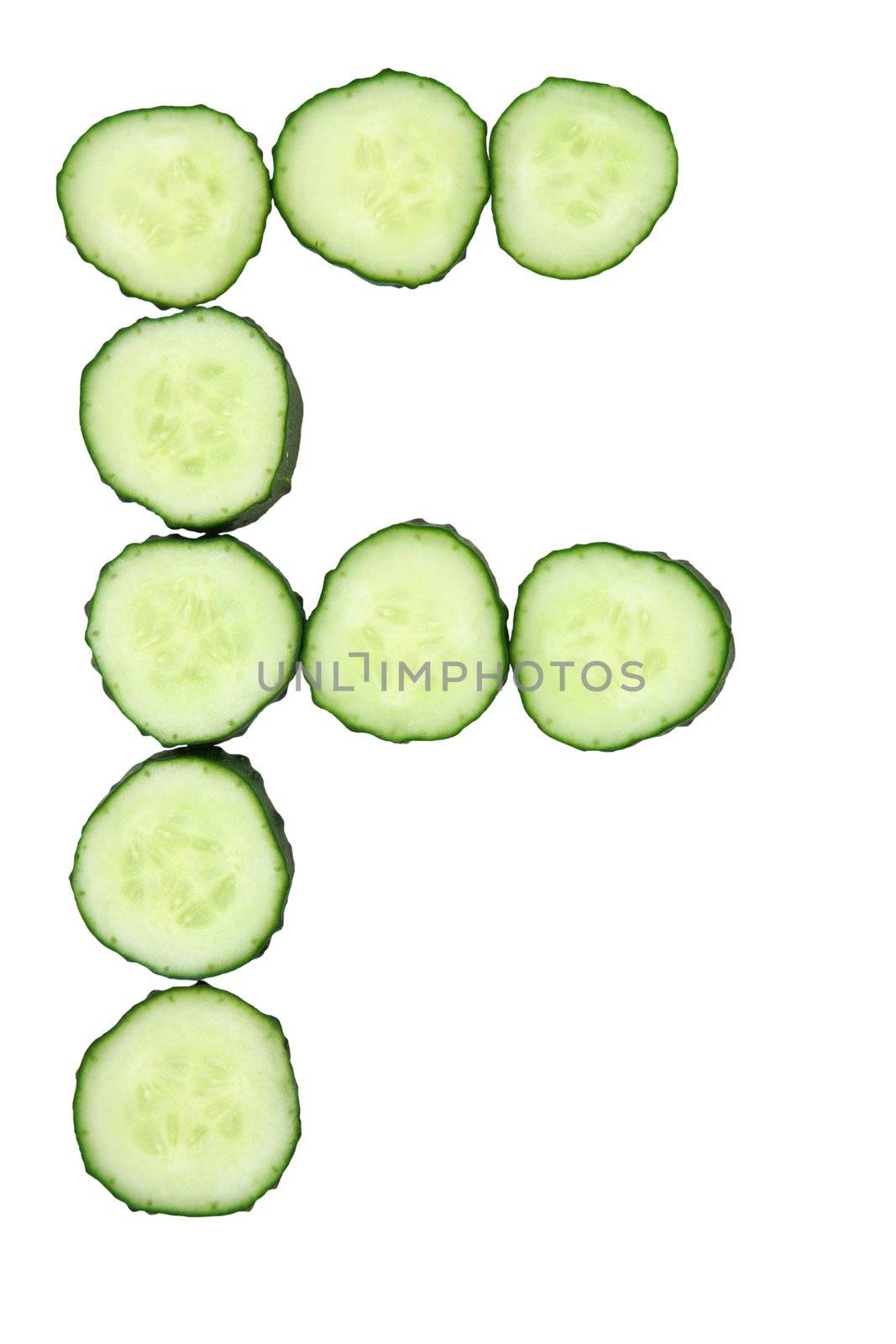 Vegetable Alphabet of chopped cucumber - letter F
