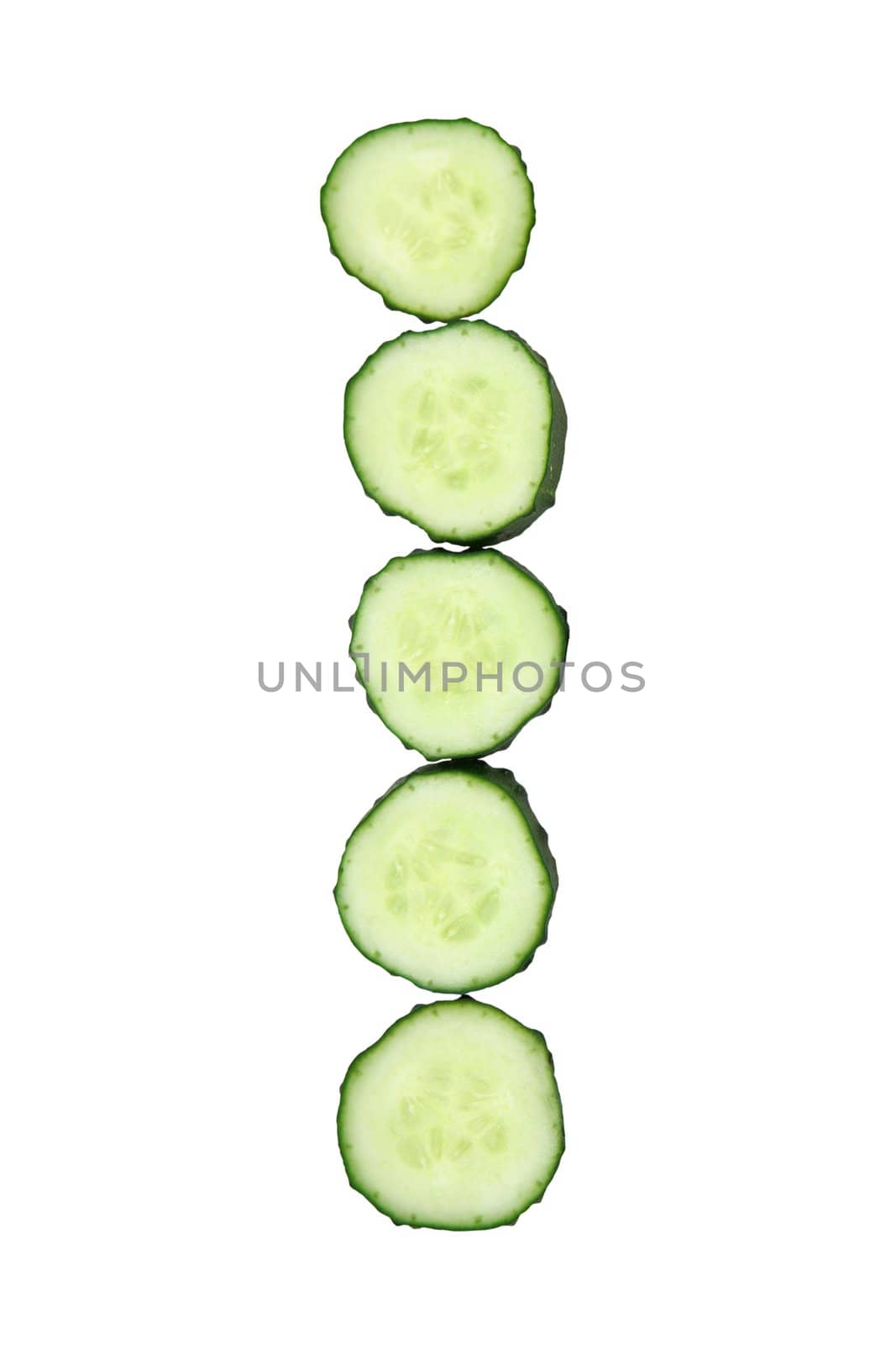 Vegetable Alphabet of chopped cucumber - letter I