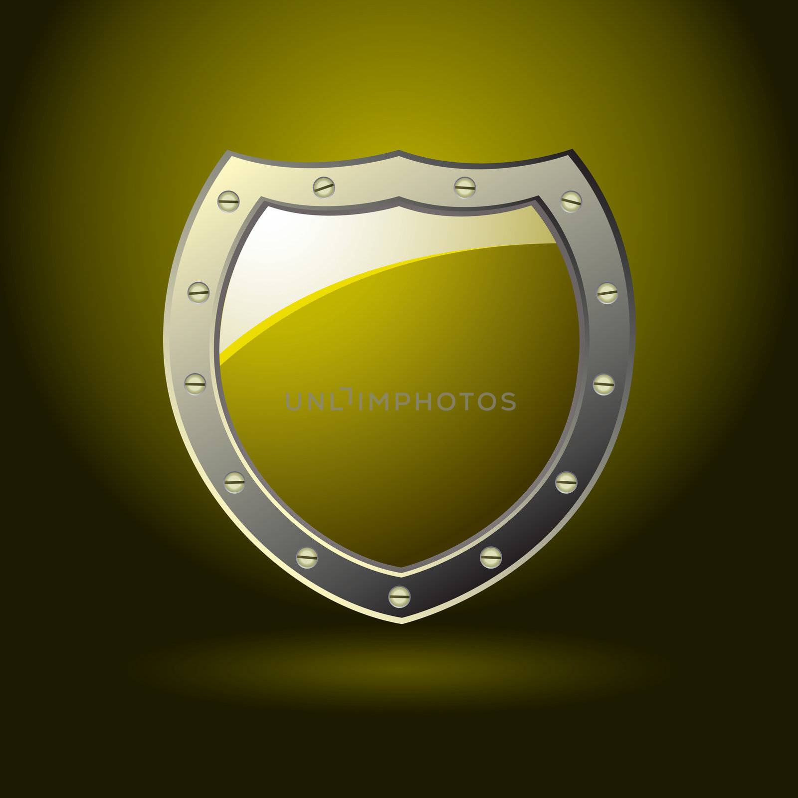 Blank golden shield with room for text and silver bevel