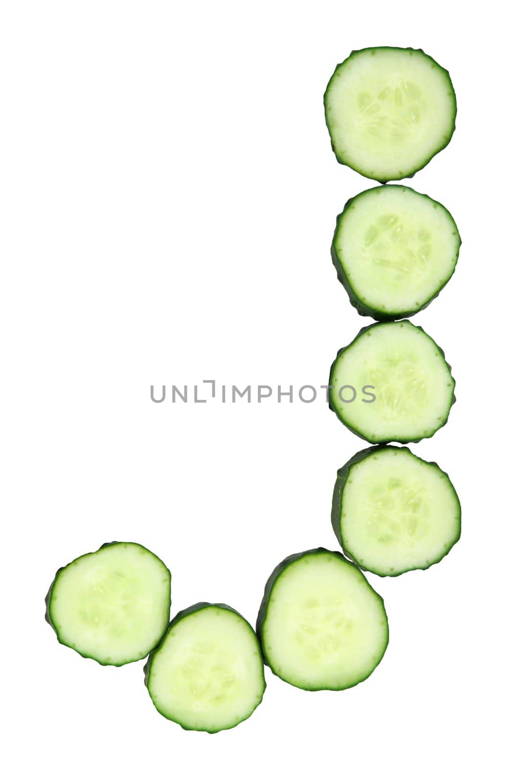 Vegetable Alphabet of chopped cucumber - letter J
