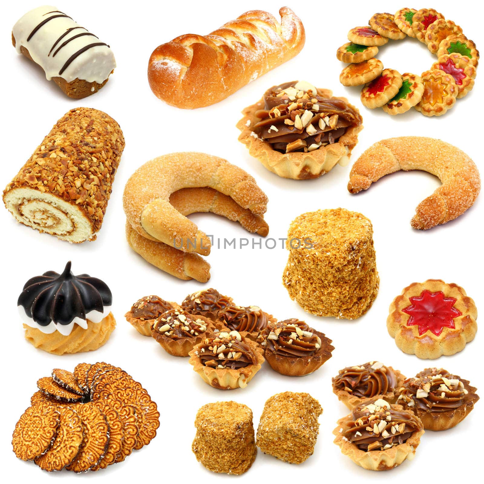 Set of cookies of the various form on a white background