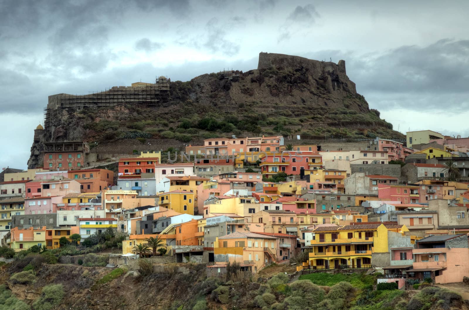 The colorful center of Castelsardo in Sardinia