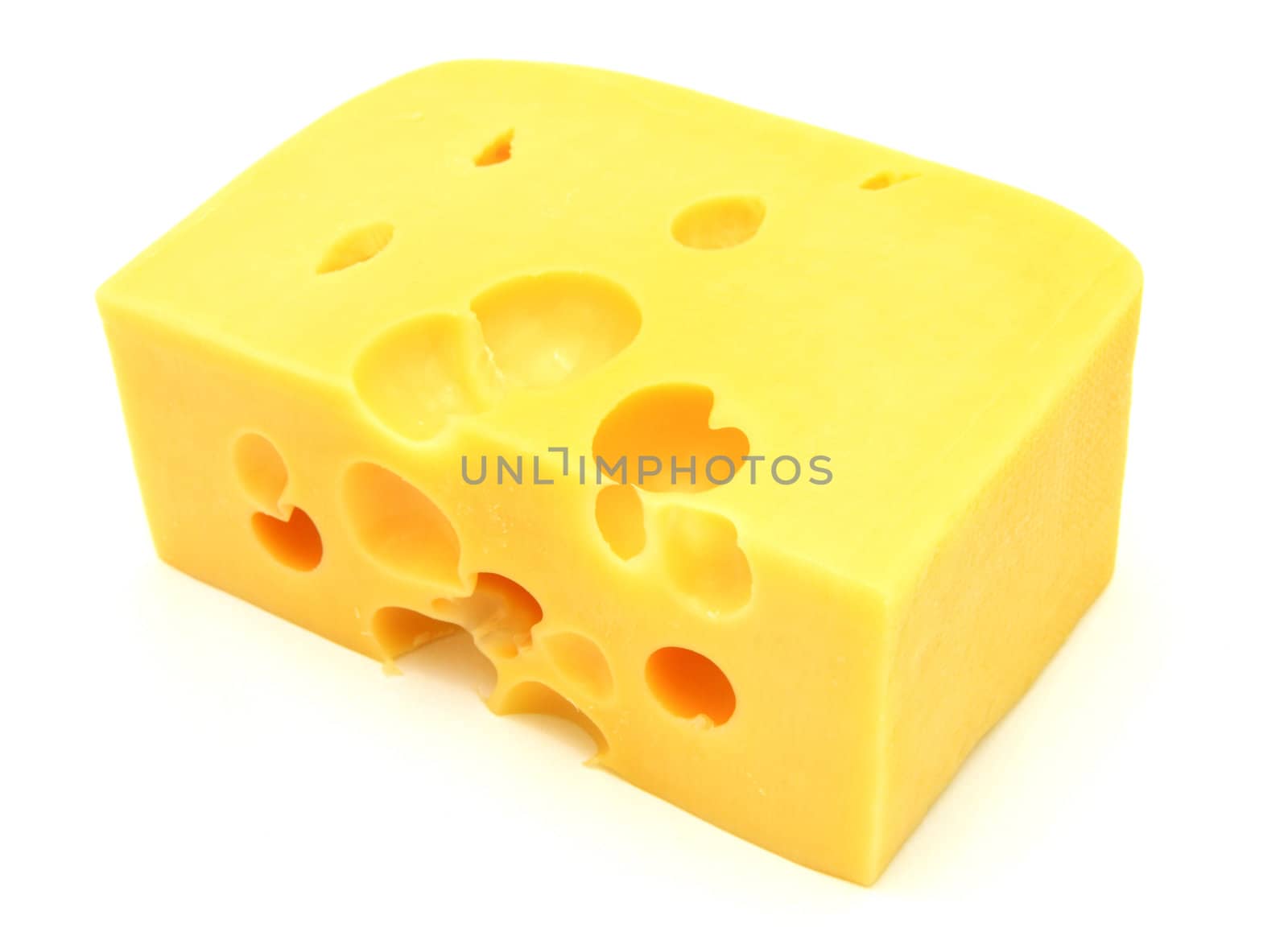 piece of cheese isolated on a white background