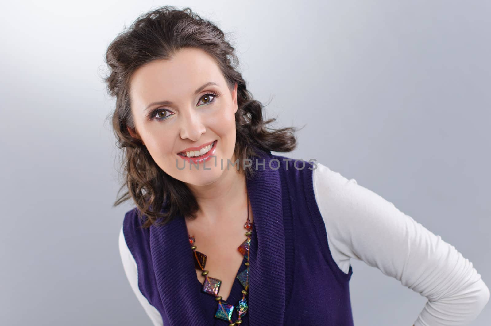 Close-up of Beautiful young woman with fashion make-up