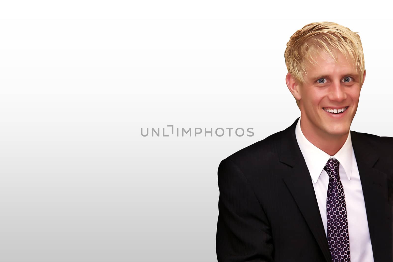 pretty business man in suite on white ground