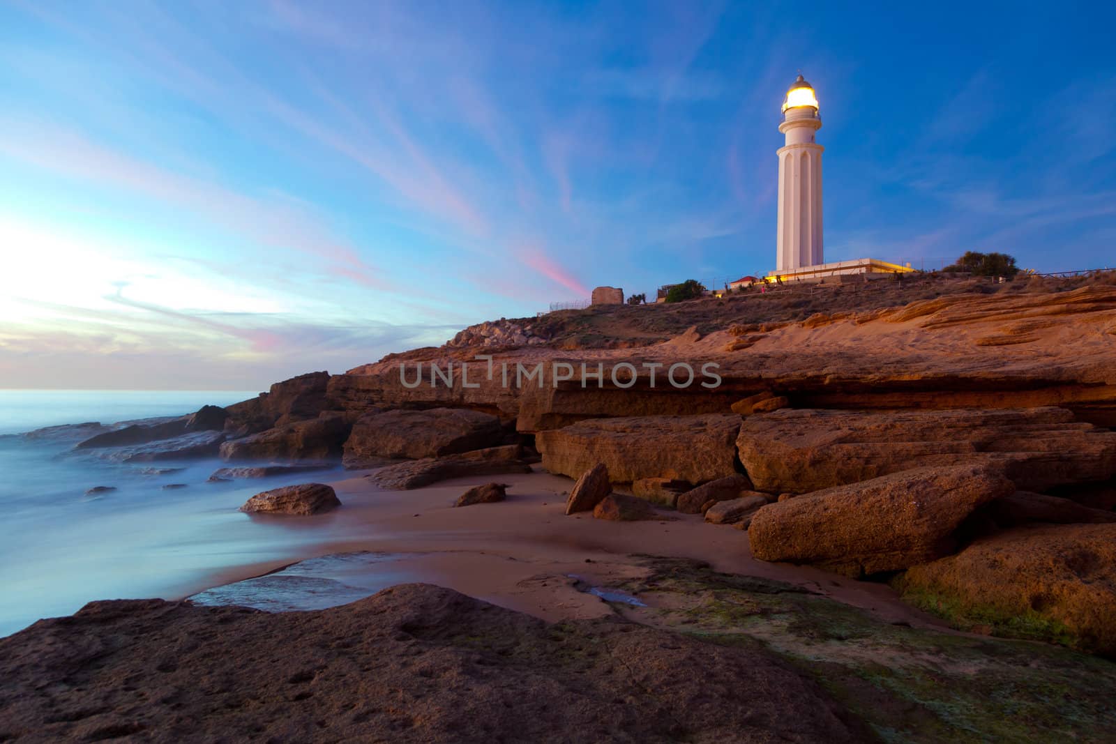 Wonderful lighthouse known as Trafalgar's lighthouse at the province of Cadiz