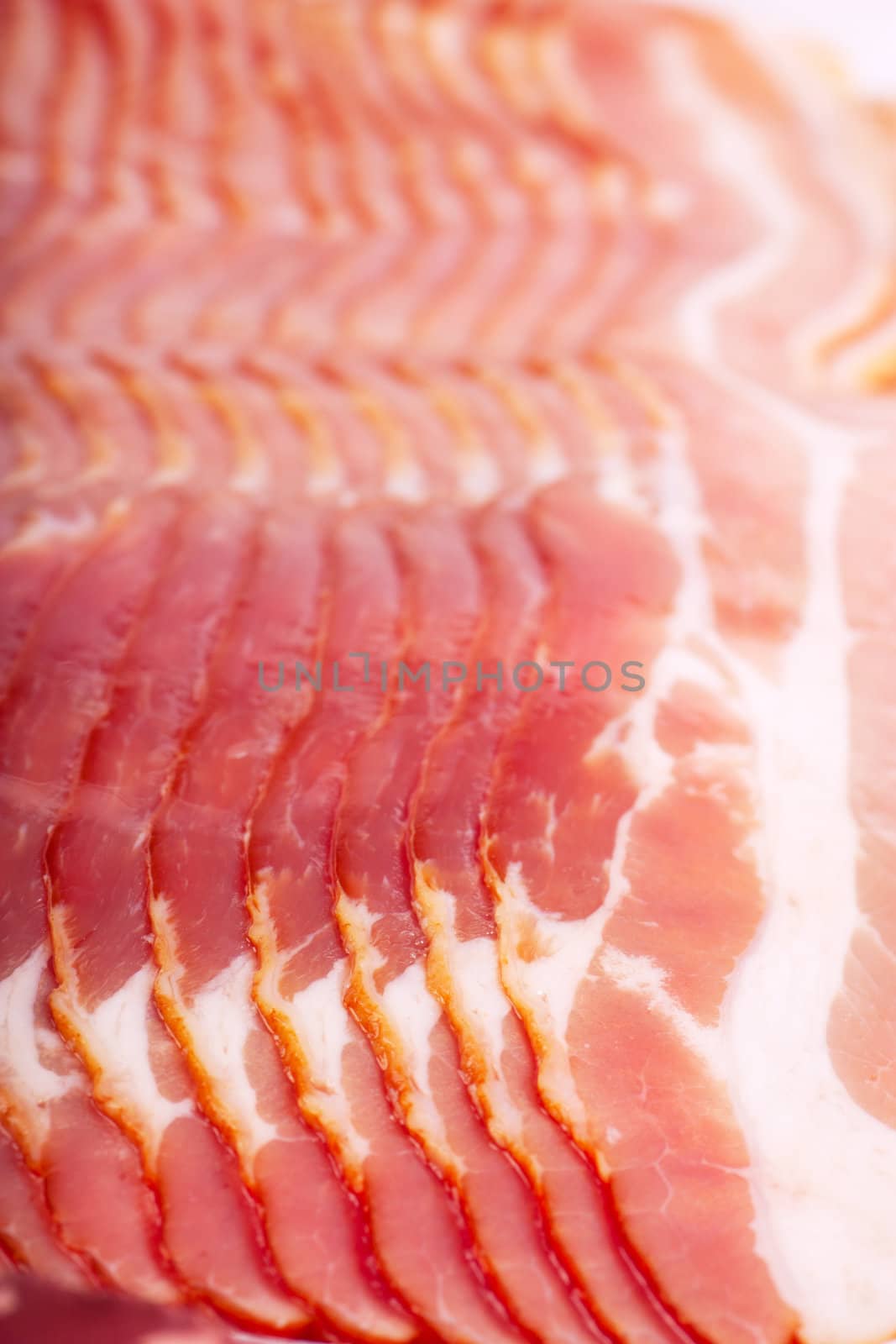 Fresh ham slices. Closeup view.