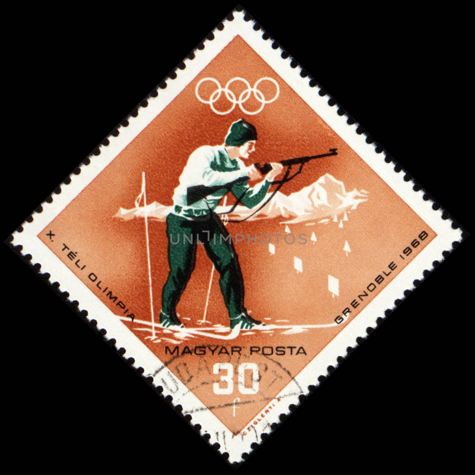 Biathlon on post stamp by wander