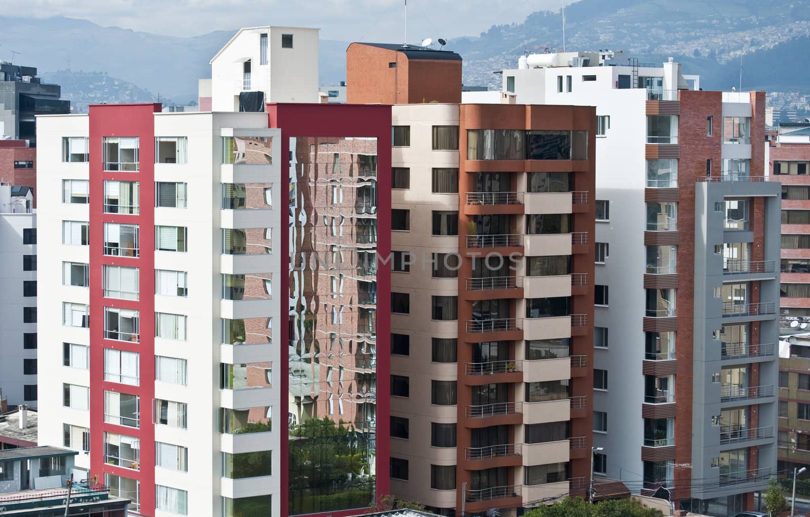 the colored skyscrapers of the city of Quito
