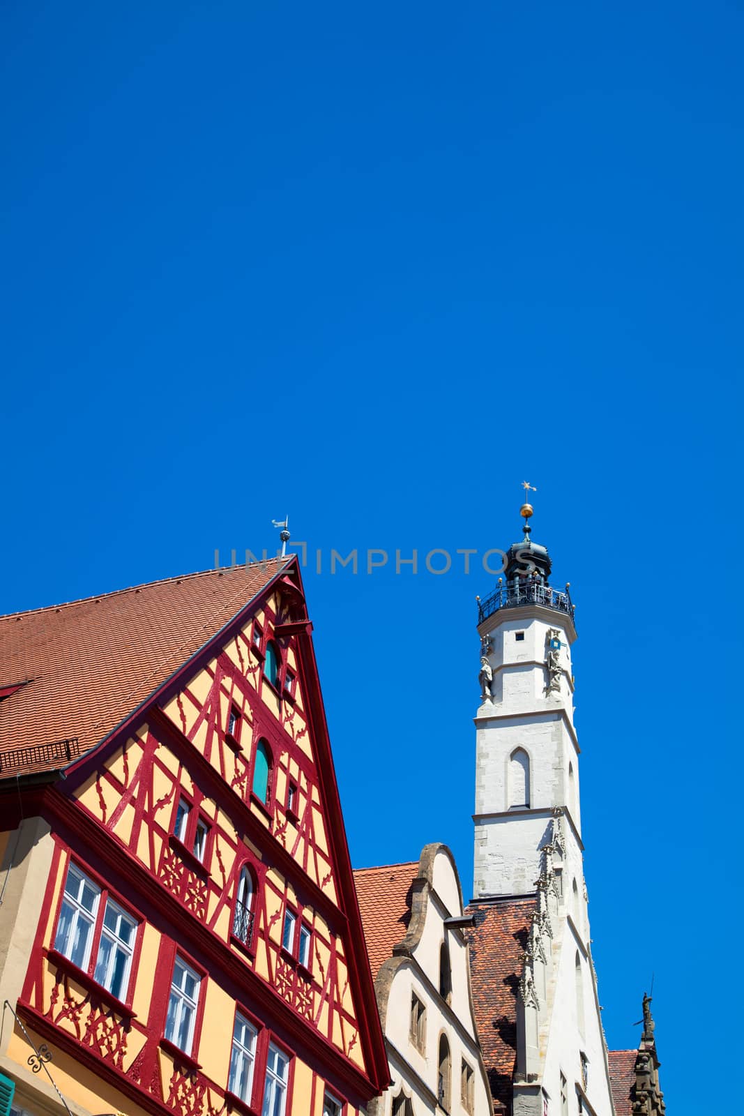 Old Architecture in Rothenburg ob der Tauber, Germany.