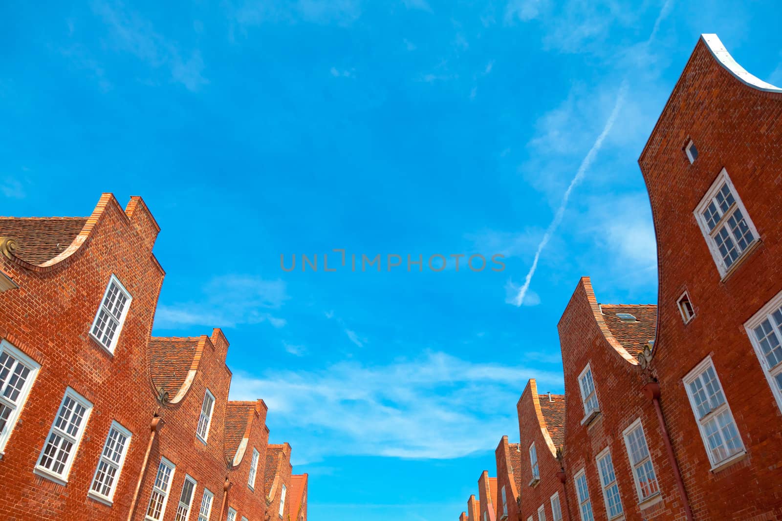 Typical houses in the Dutch Quarter (Holländisches Viertel) of Potsdam, Germany.