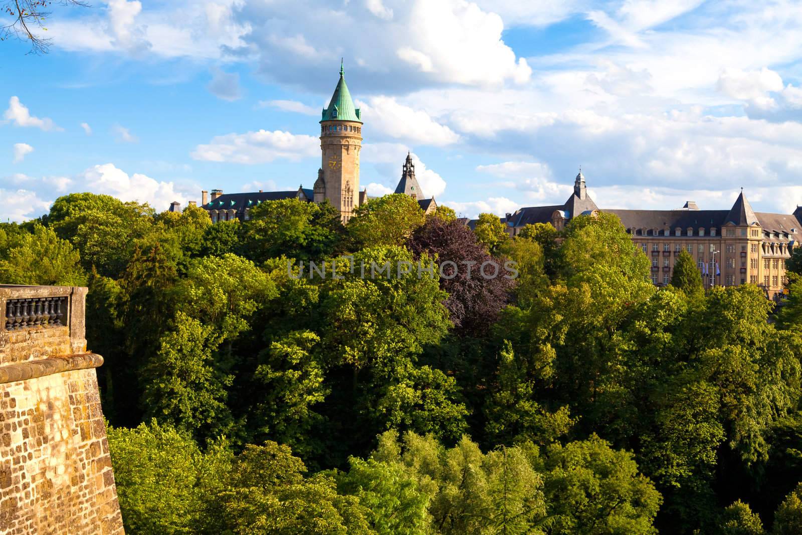 Luxembourg City panorama from Pont Adolphe (Adolphe Bridge)