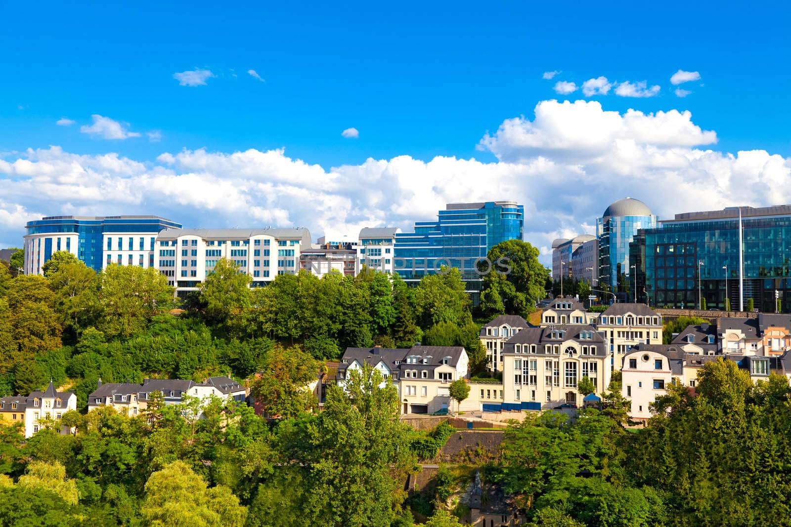 Modern part of downtown Luxembourg