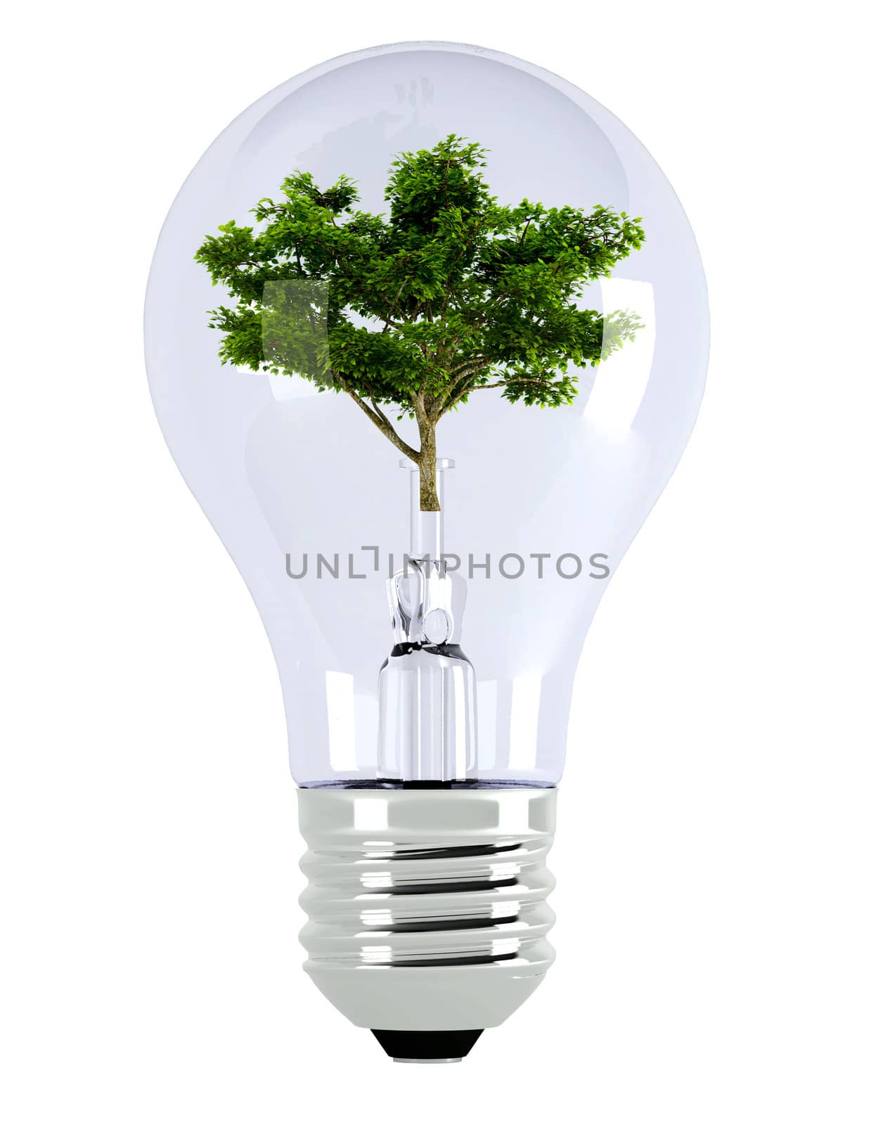 Light bulb. 3d illustration over  white backgrounds.