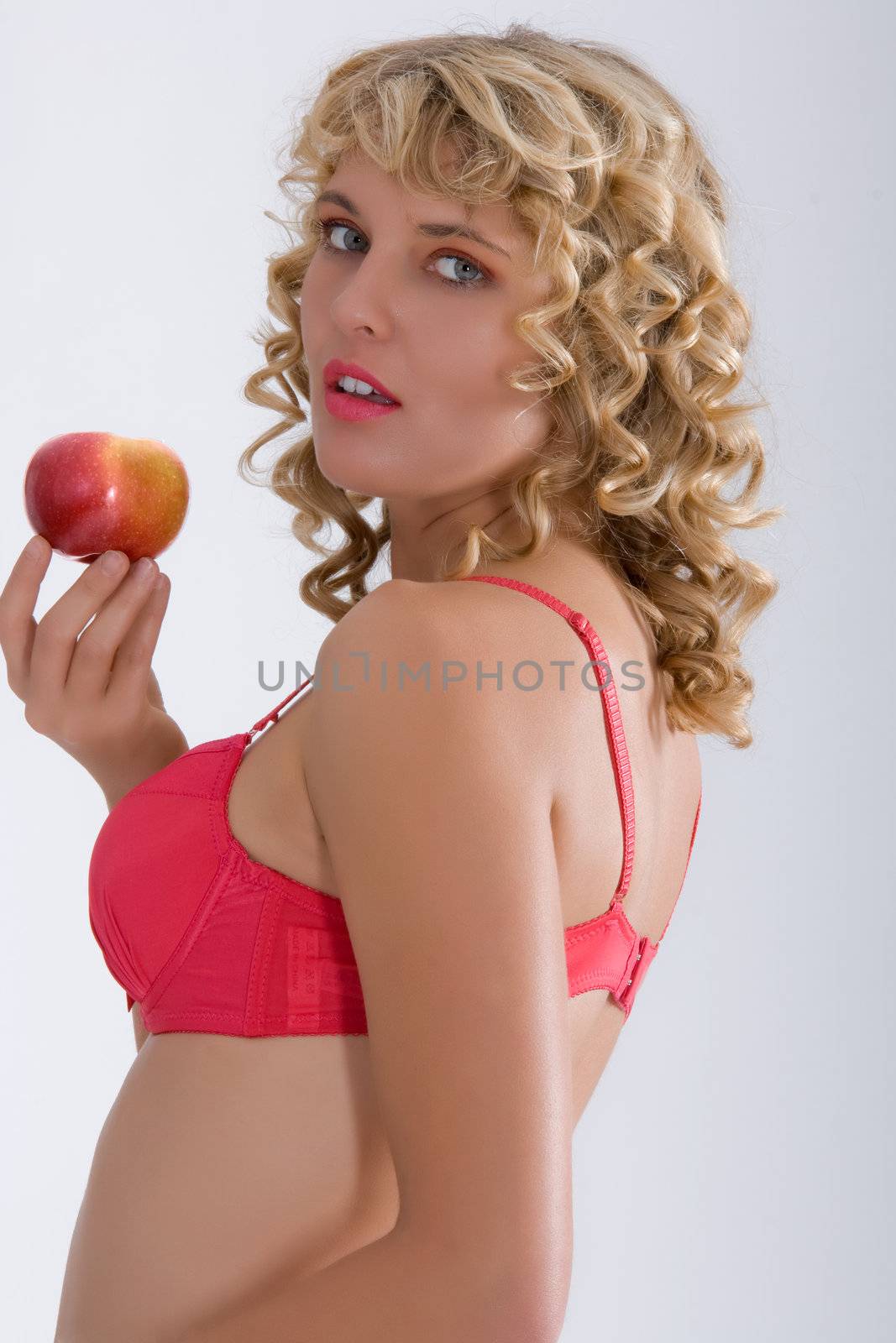 Woman in lingerie with love apple by STphotography