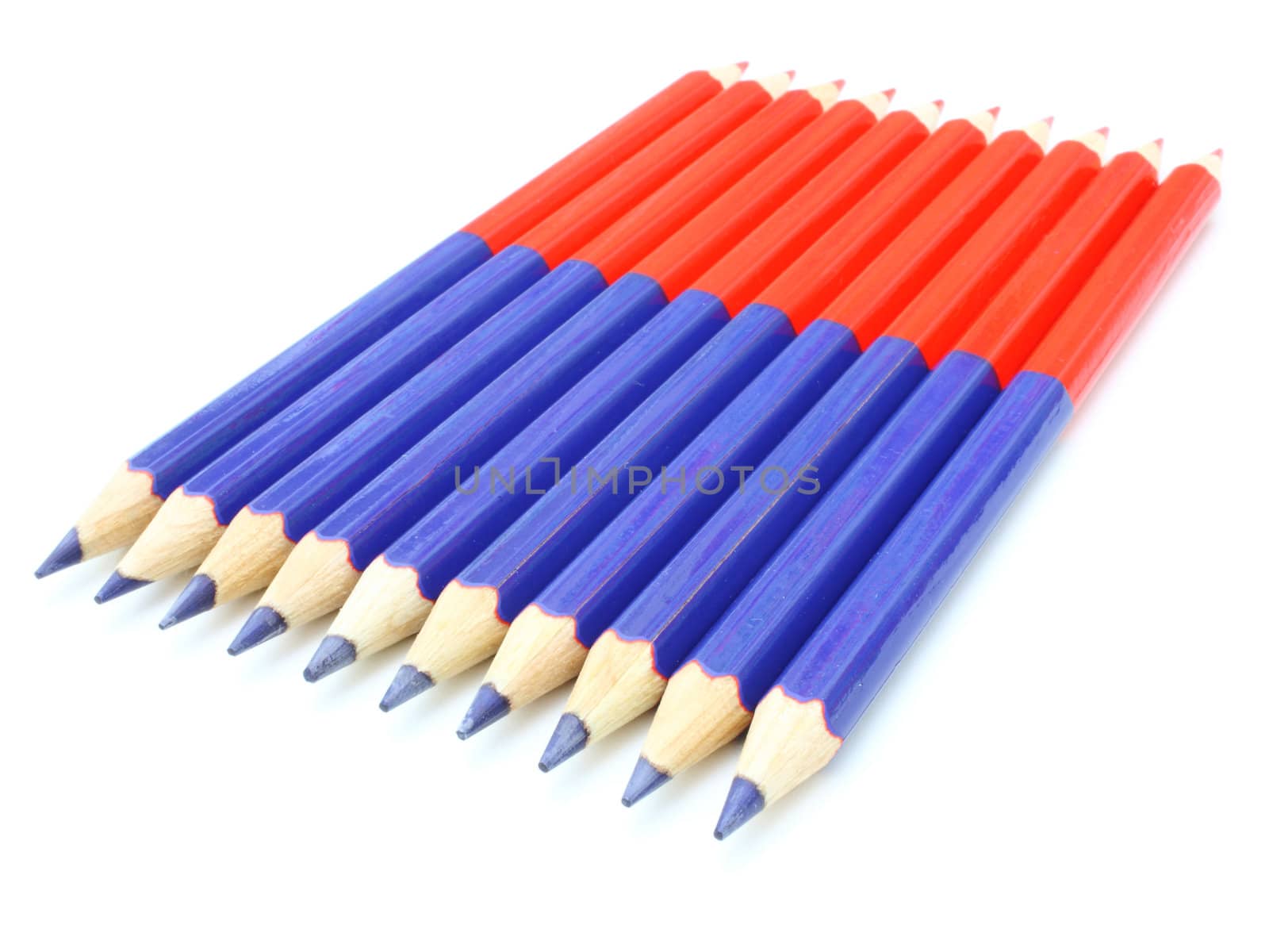 Colour pencils isolated on white background close up