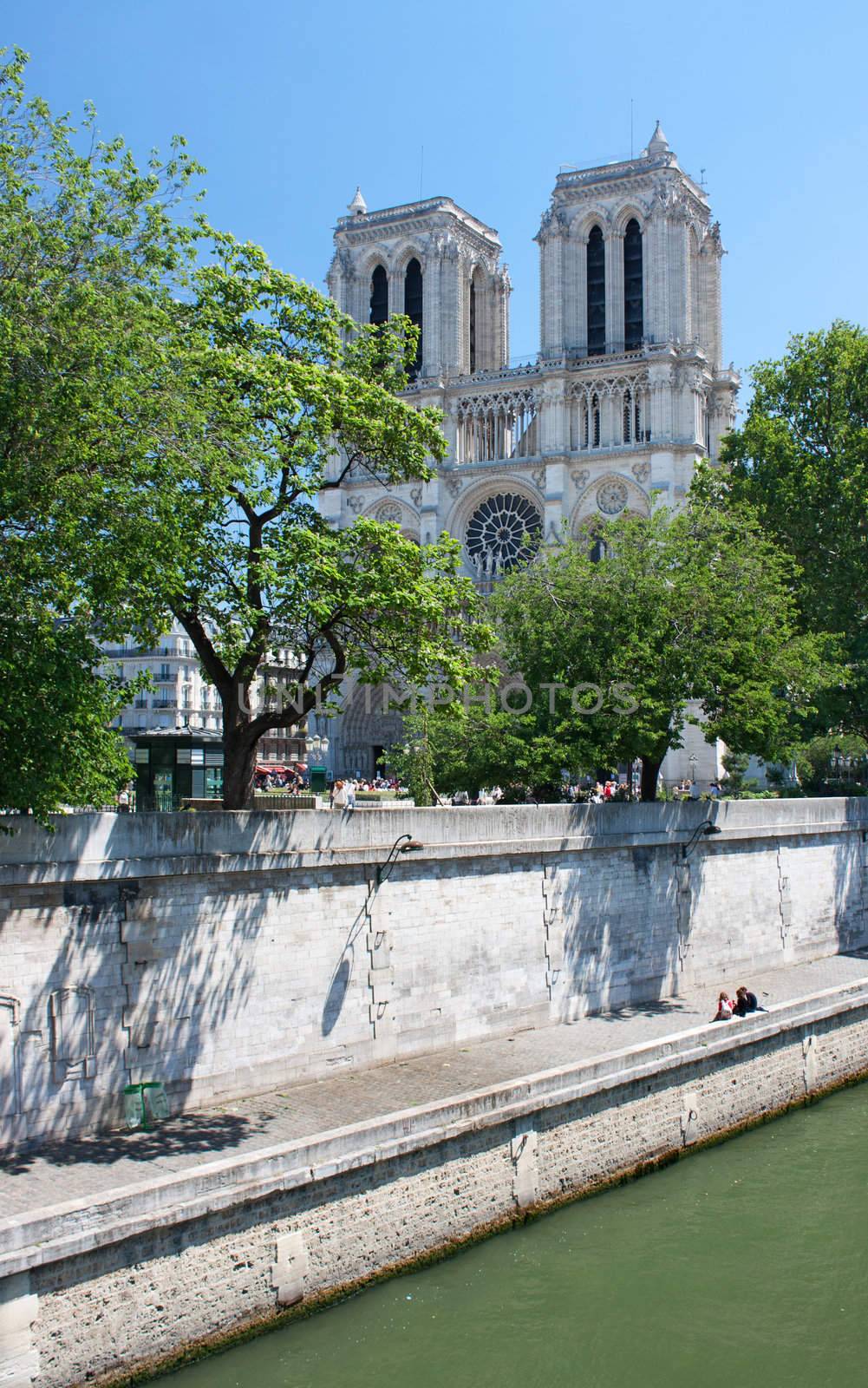 Nice view of the Cathedral of Notre-Dame de Paris in France