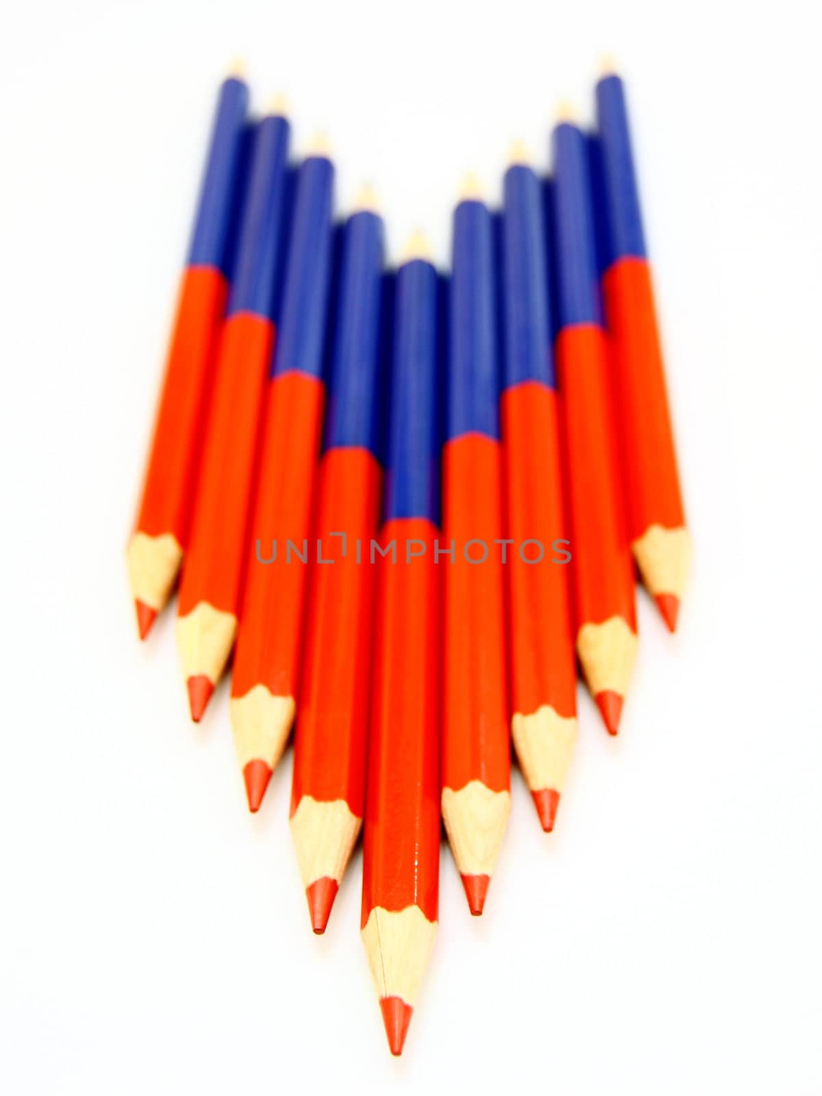 Colour pencils isolated on white background close up