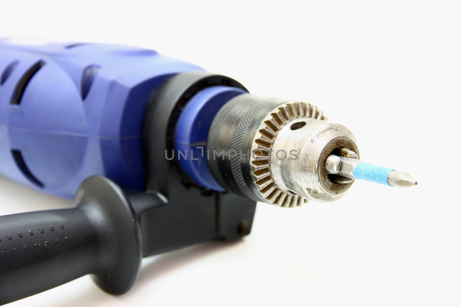 the electric drill on white background with clipping path