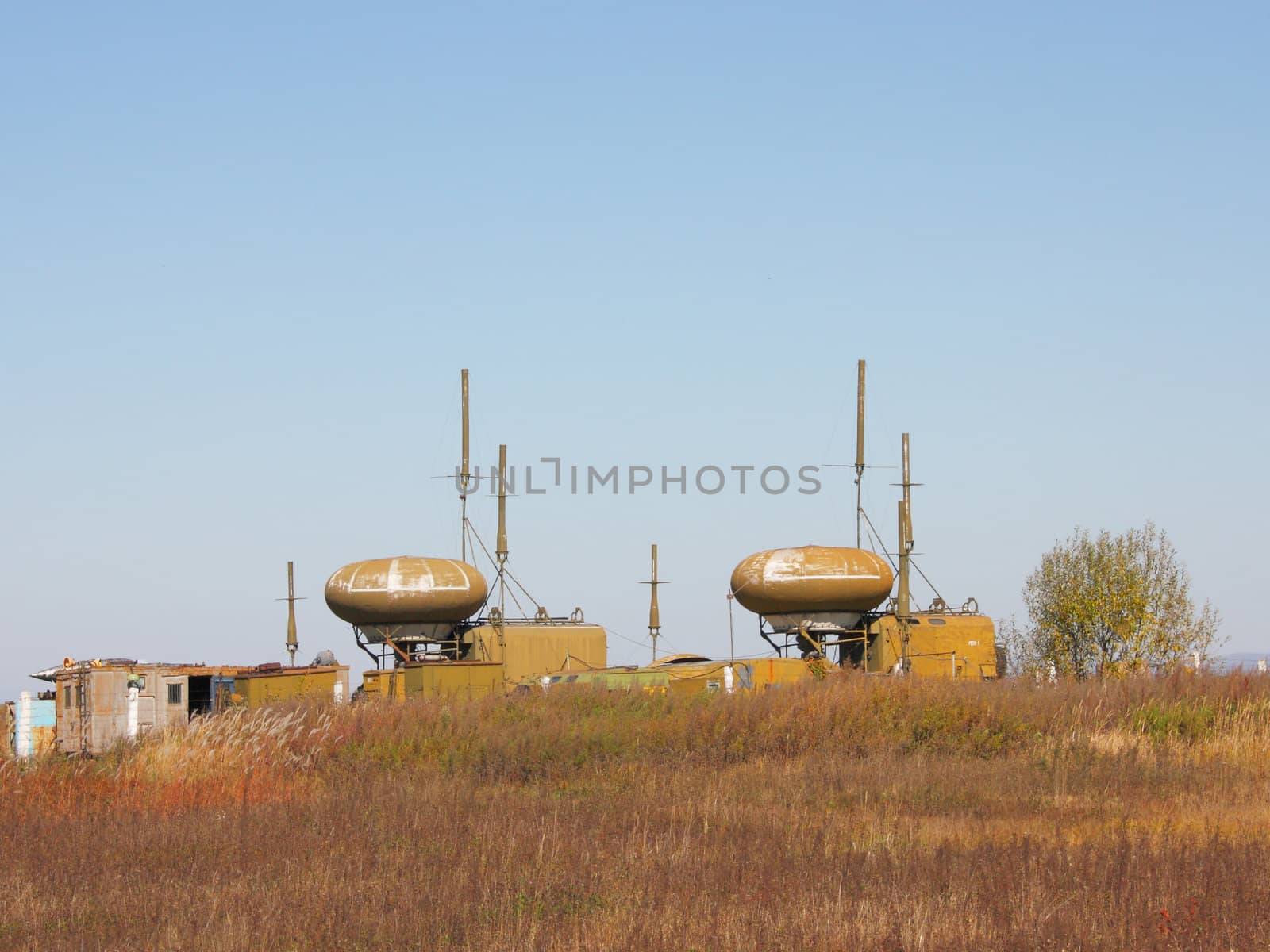 The military round aerial for navigation of planes and helicopters in airdromes