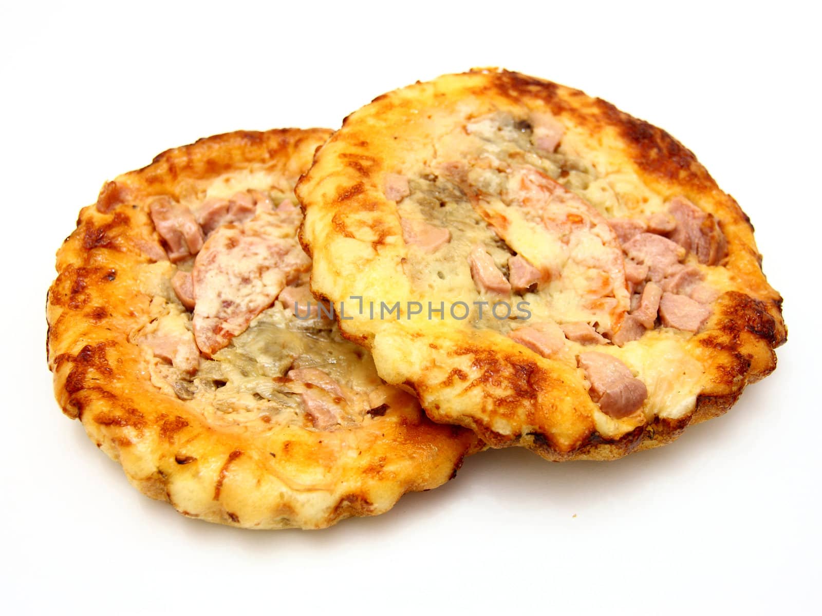 Small pizza and Italian cuisine. On a white background