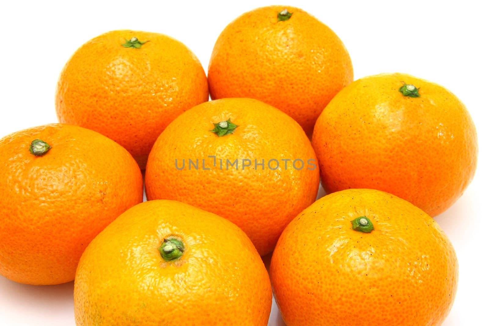 Group a tangerine lie it is isolated on a white background