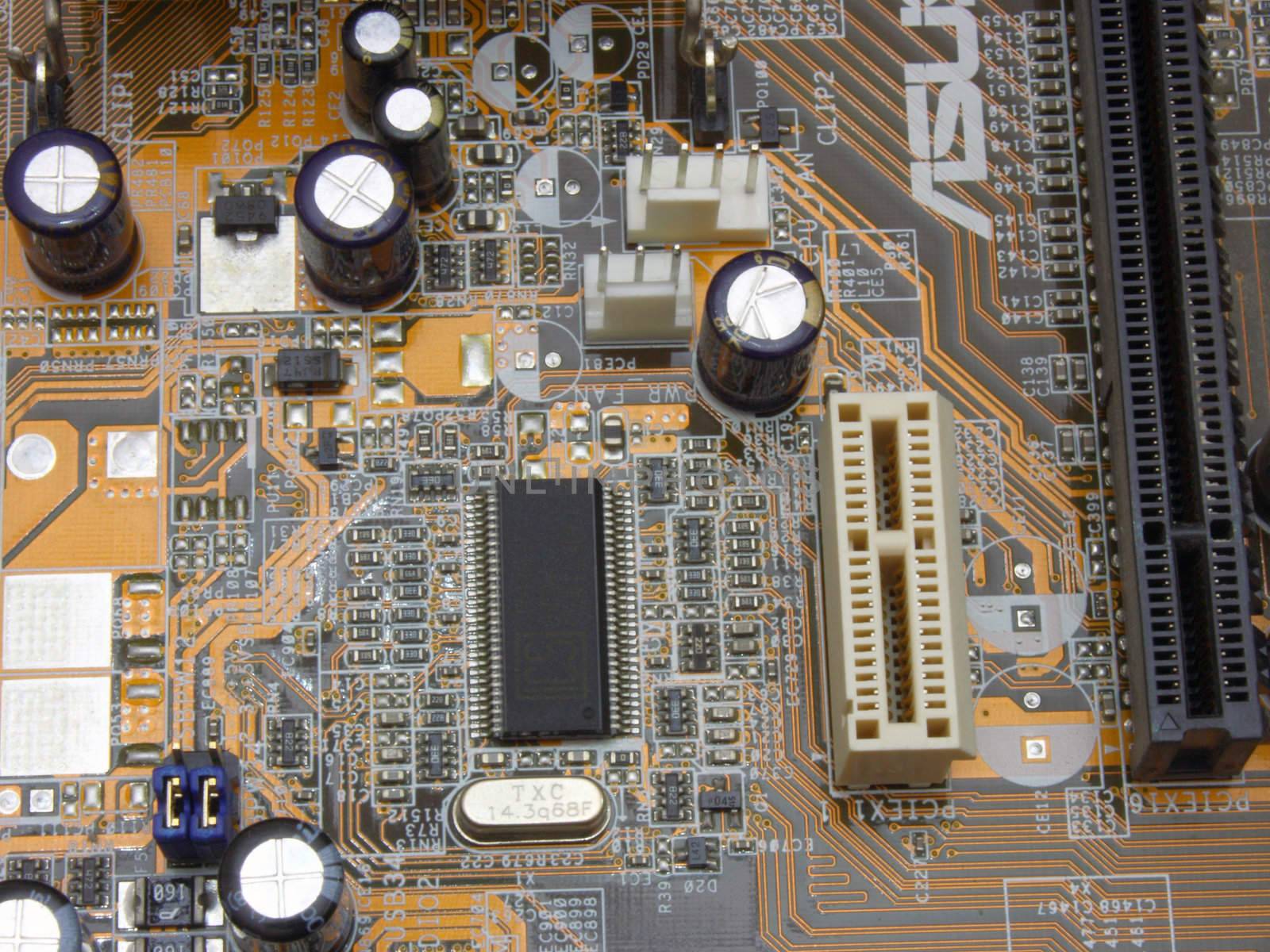 Close-up mother board. High technology industry.