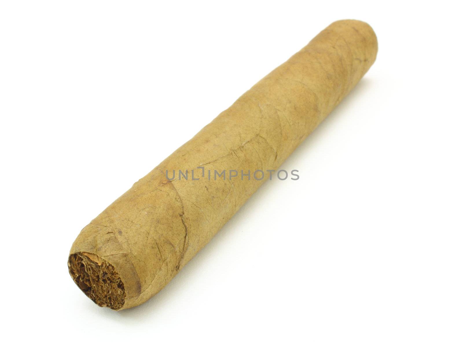 The new big Cuban cigar lies on a white background
