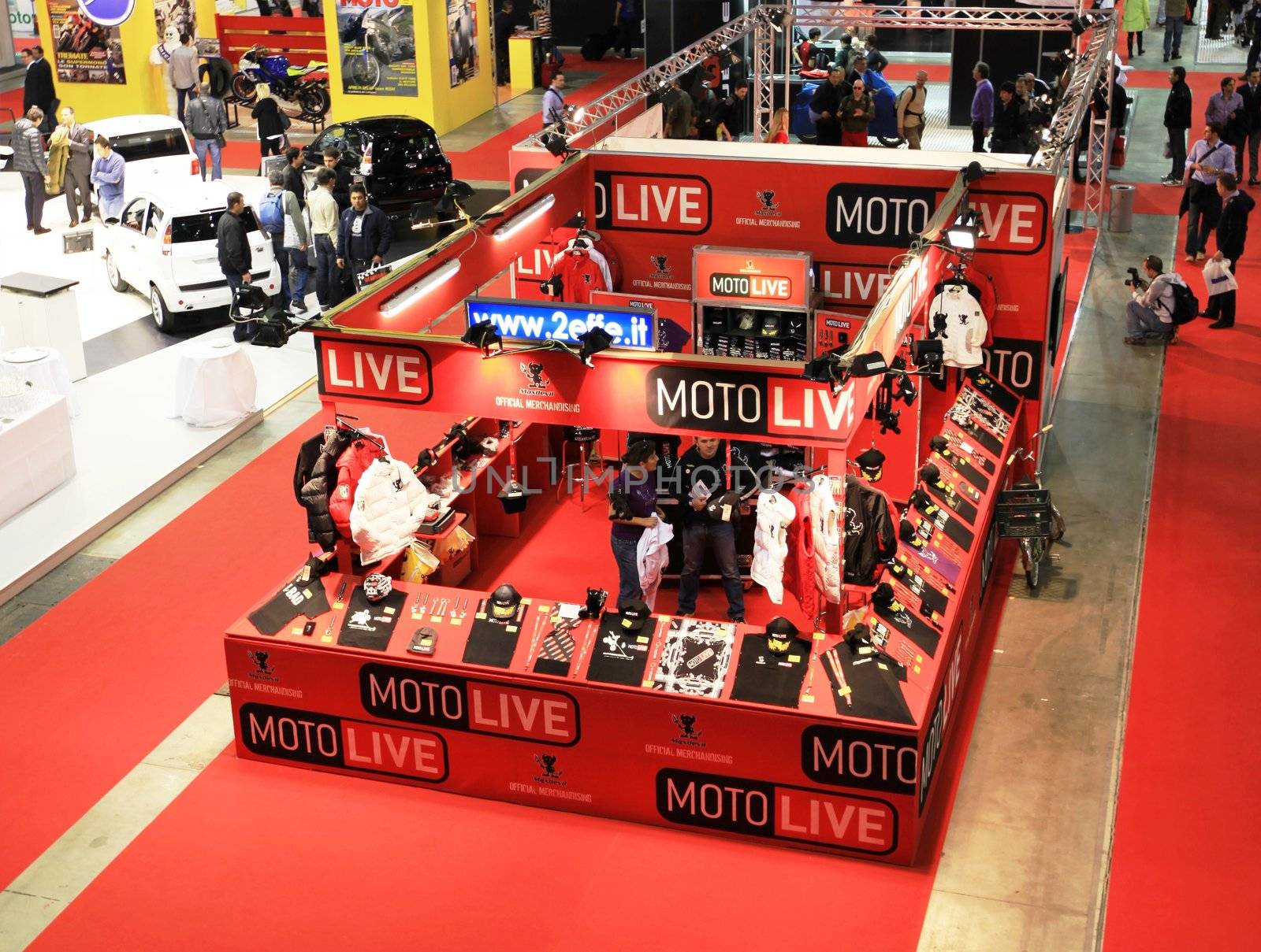 Motolive exhibition area at EICMA, International Motorcycle Exhibition in Milan, Italy.