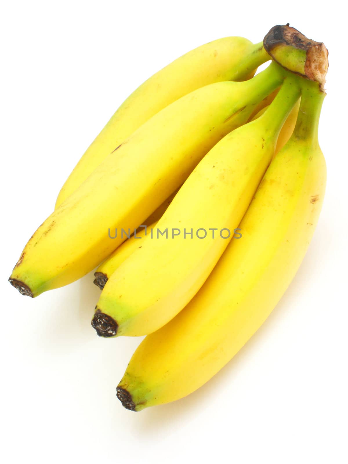 Yellow bananas apples and pears a still-life on a white background