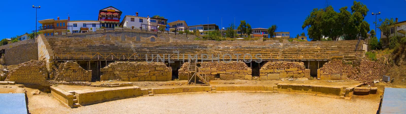 Ancient amphitheater wide angle panorama