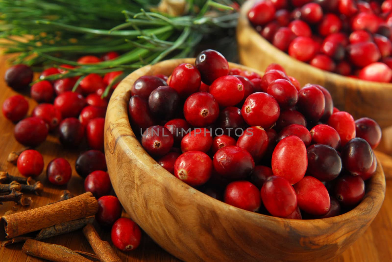 Cranberries in bowls by elenathewise