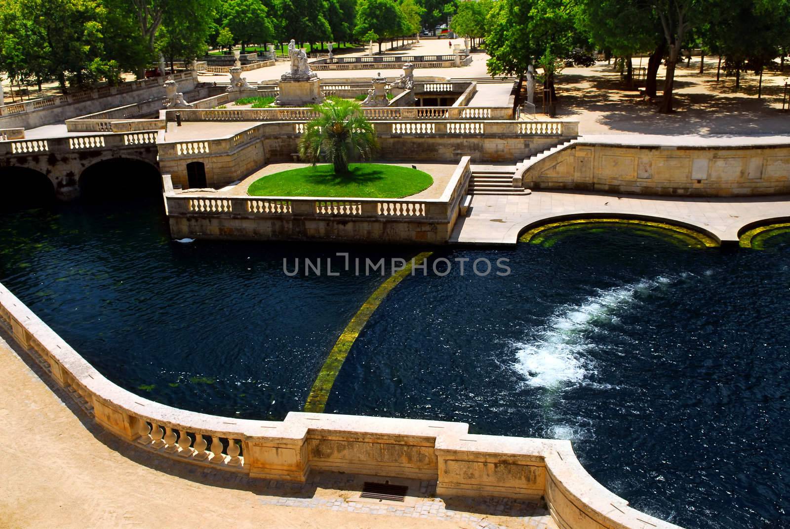 Park Jardin de la Fontaine in city of Nimes in southern France