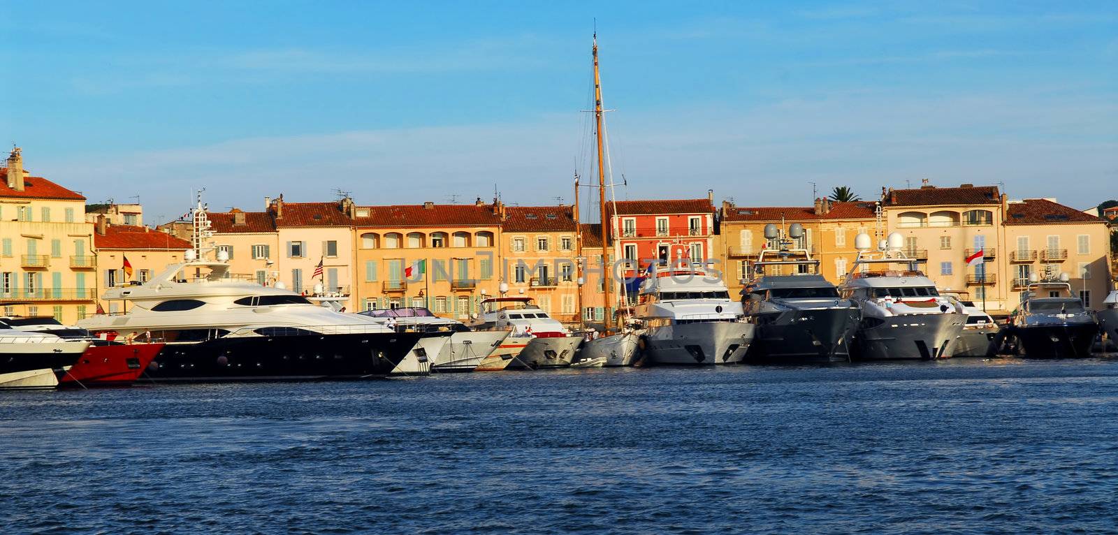 Luxury boats anchored in St. Tropez in French Riviera