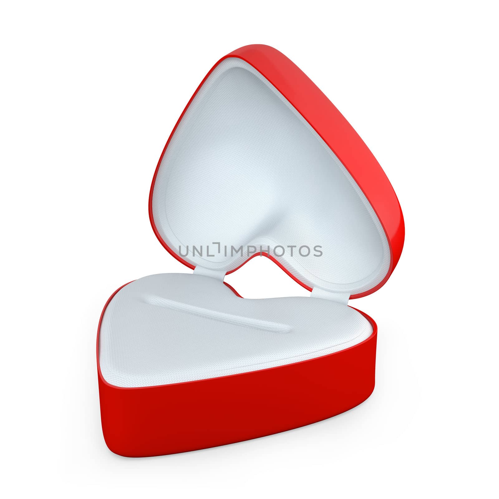 Red heart shaped box for jewelry isolated on white background