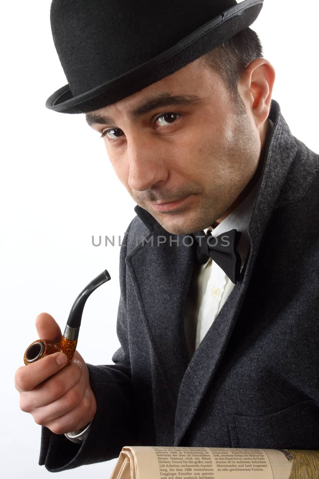 man with   pipe and hat bowler by alexkosev