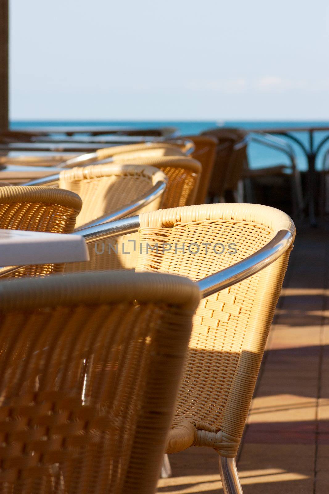 Chairs in a cafe on a seaside resort