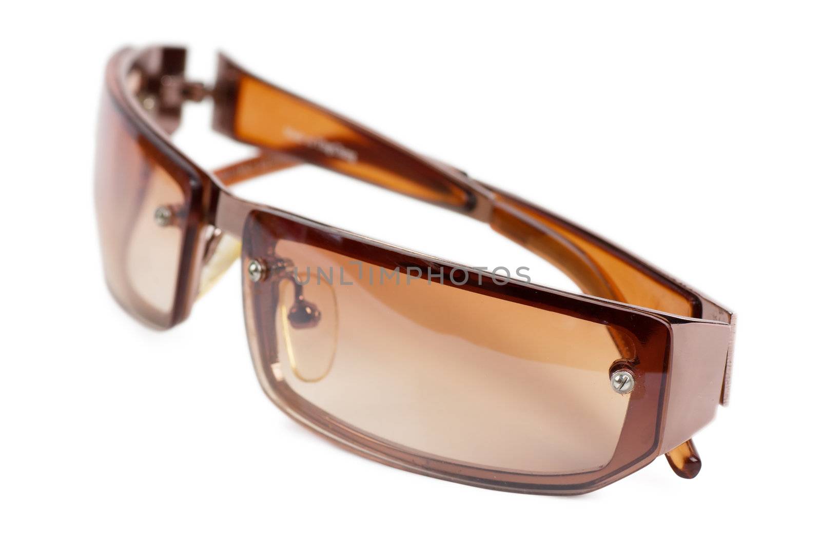 Brown sunglasses isolated over white background