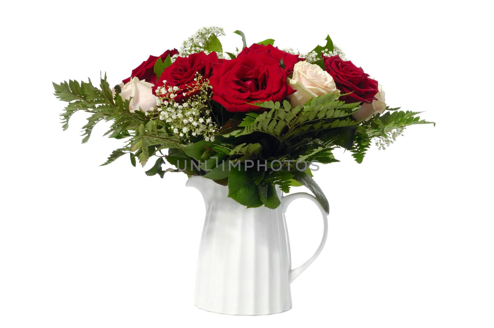 Bouquet of mixed flowers taken on a white background