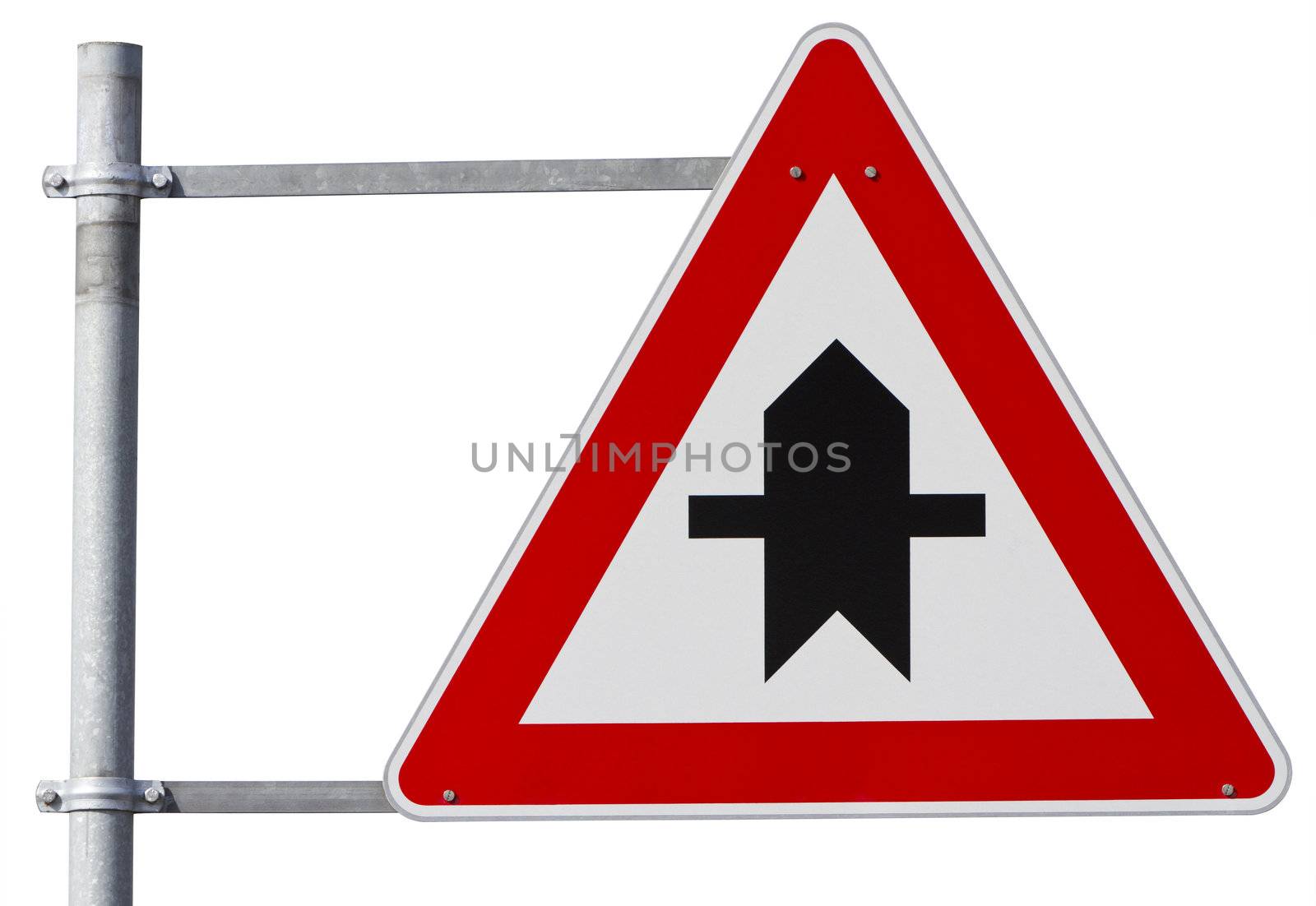 german right of way sign isolated on white with clipping path