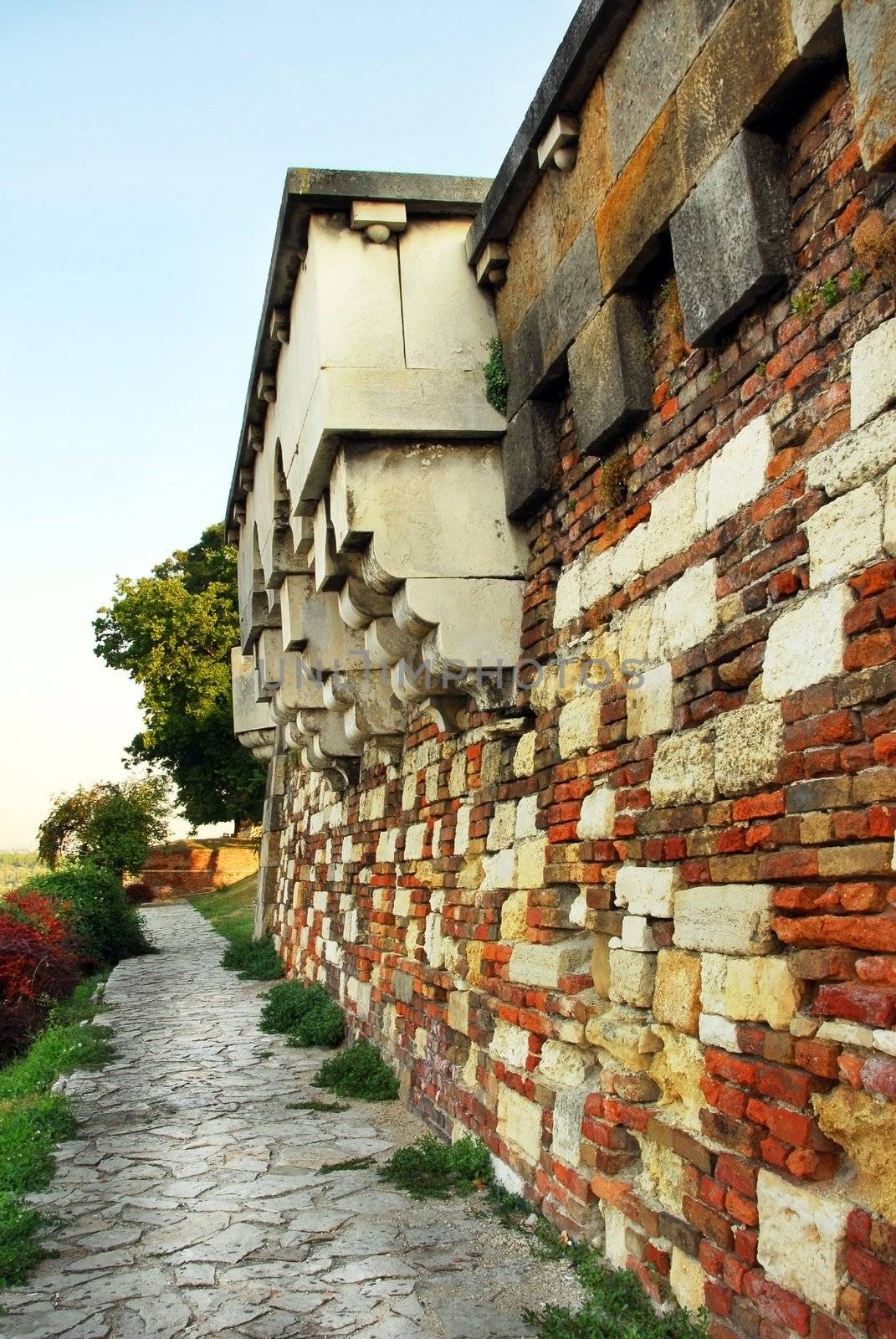 old colorful stone wall of Kalemegdan fortress in Belgrade