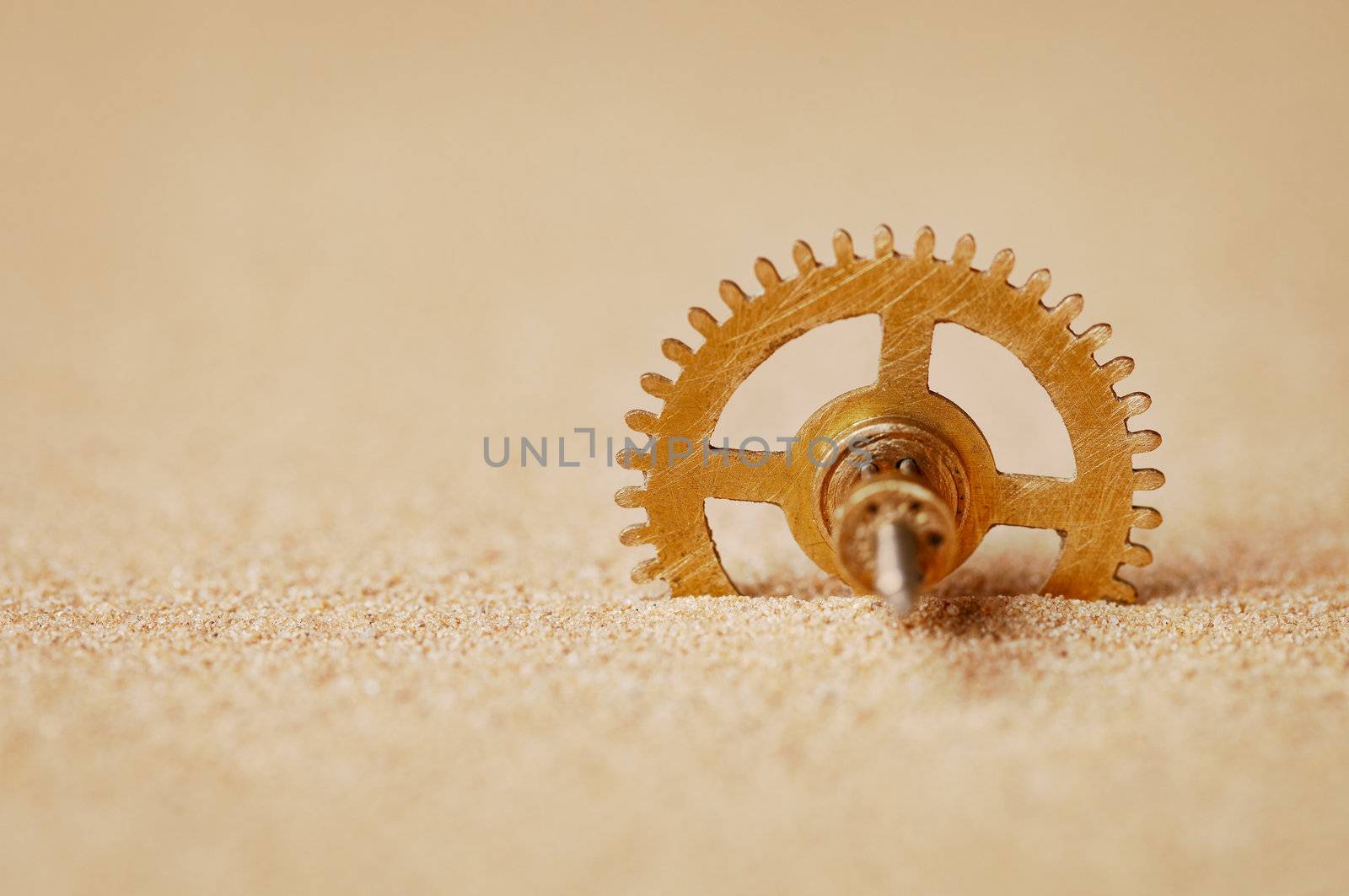 Clock detail - a gear in the sand by pzaxe