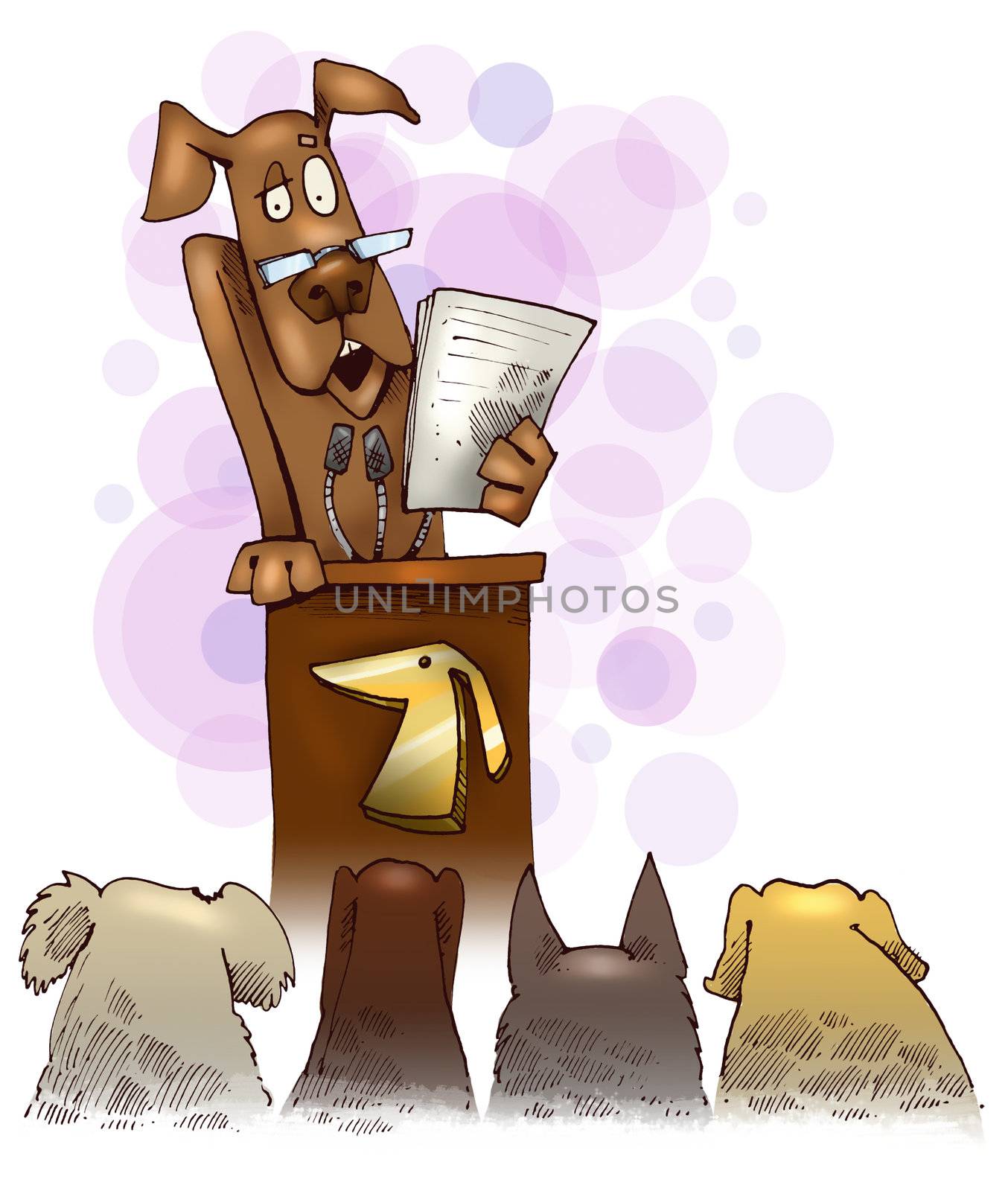humorous Illustration of dog giving a speech
