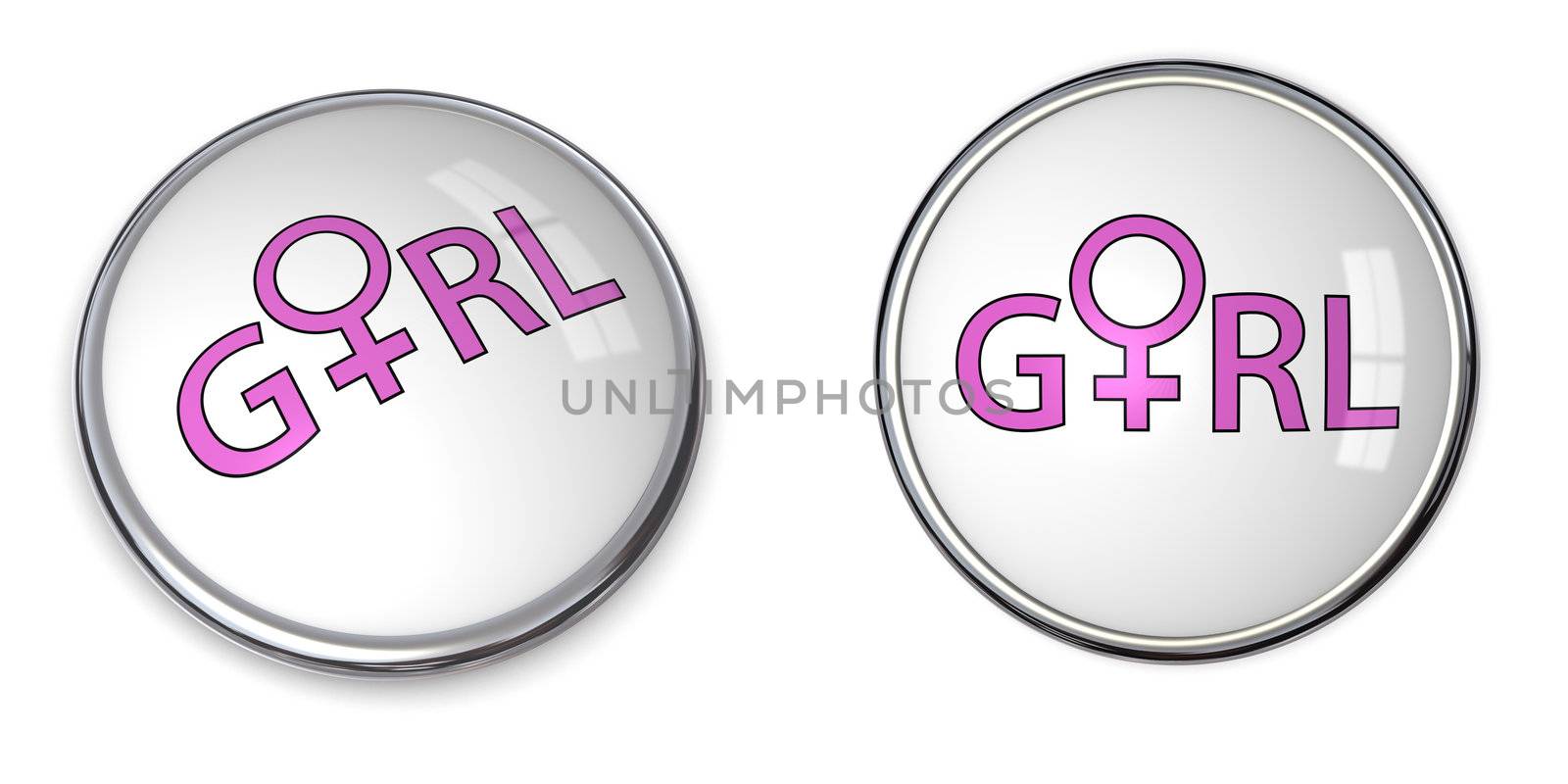 white button with word girl and female gender symbol