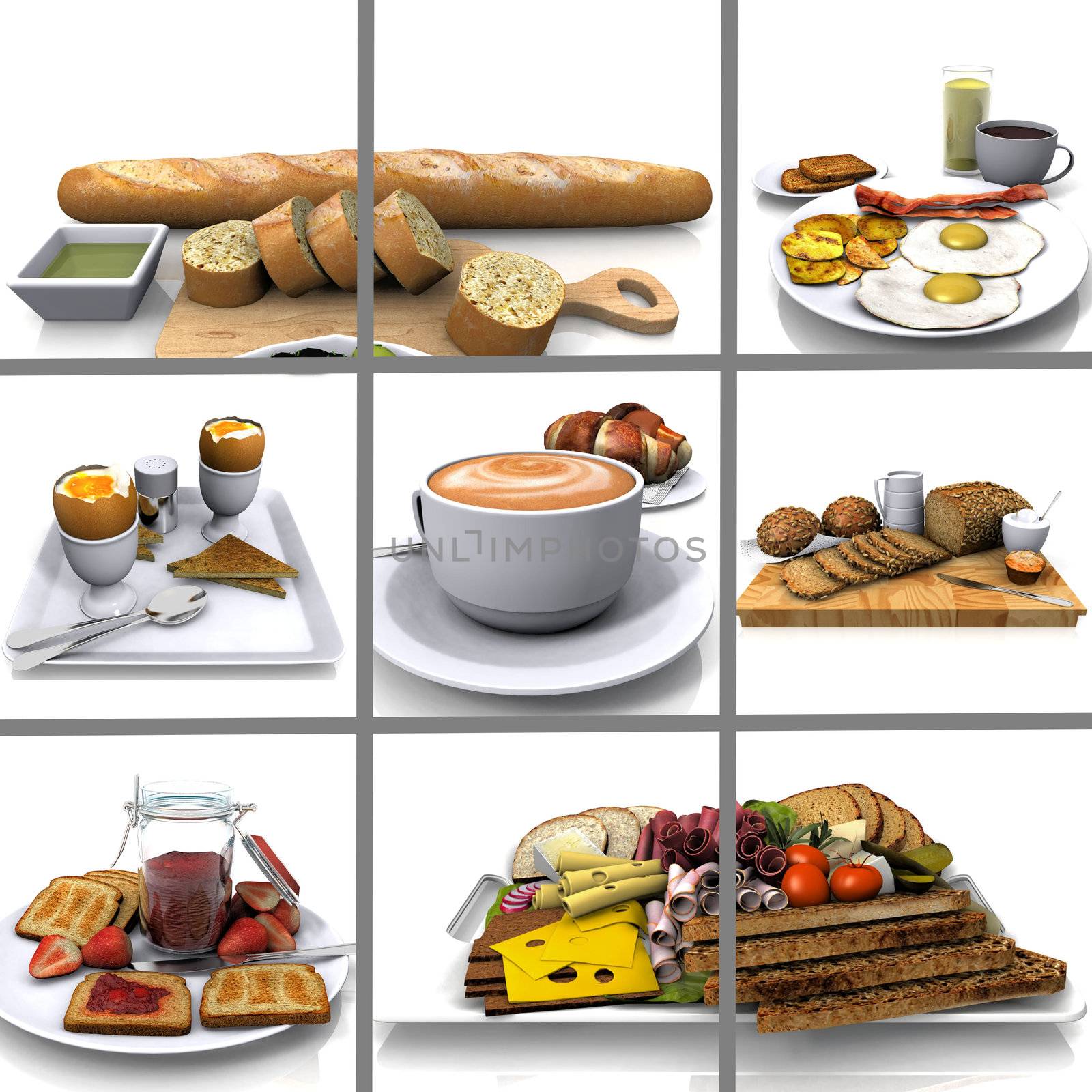 composition  of images of breakfast